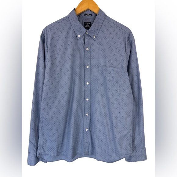 J. Crew Men’s XL Slim Flex Washed Stretch Shirt Blue Polka Dot Button Down NWT - Picture 2 of 10